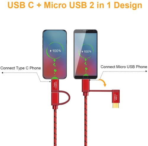 CableCreation Micro USB & Type C to USB 2.0 Female Adapter Cable, 0.6ft Short OTG (on-The-go) Cable Compatible with Pixel 3XL 2XL, Galaxy…