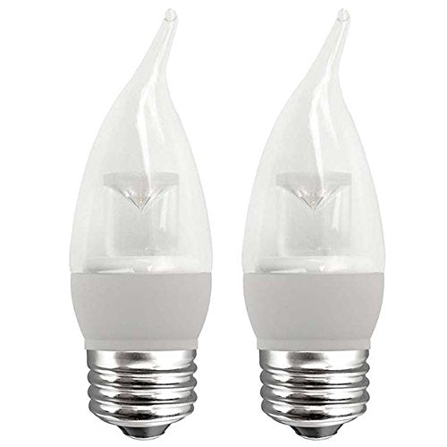 TCP 40 Watt Equivalent 2-pack, LED Clear Flame Tip Deco Light Bulbs, ENERGY STAR Certified, Dimmable, Soft White RLDF5W27K2