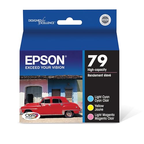 Epson T079921 Claria High-Capacity Color Ink Cartridges Pack of 3 (Yellow, Light Cyan, Light Magenta) Ink