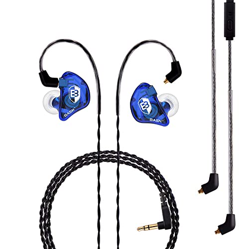 BASN in Ear Monitor Headphones for Musicians Audiophiles Drummers, Bsinger Pro Noise Isolating Earbuds with Dual Driver Dynamic Crystal Clear Sound