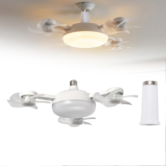 Vorlux E27 Socket Fan Light with Remote: Screw in Ceiling Fan with LED Dimmable Bulb, Color Temperatures & 3-Speed Quiet Fan for Bedroom, Kitchen