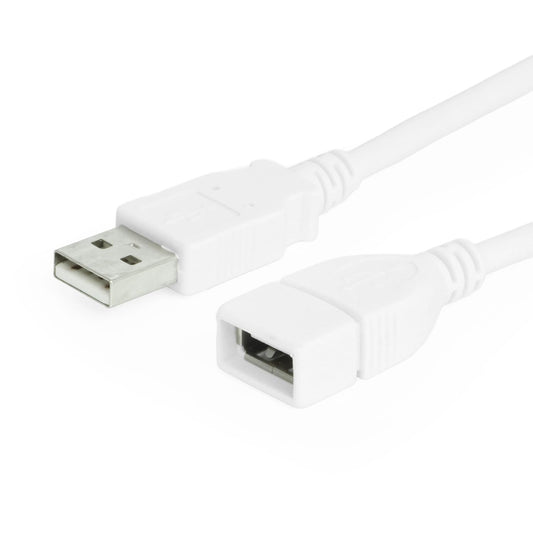 CABLEMAX USB 2.0 Extension Cable - 10ft - White - Type-A Male to A Female - Easily Extend USB Ports for Hard-to-Reach Desktops, Printers, and More