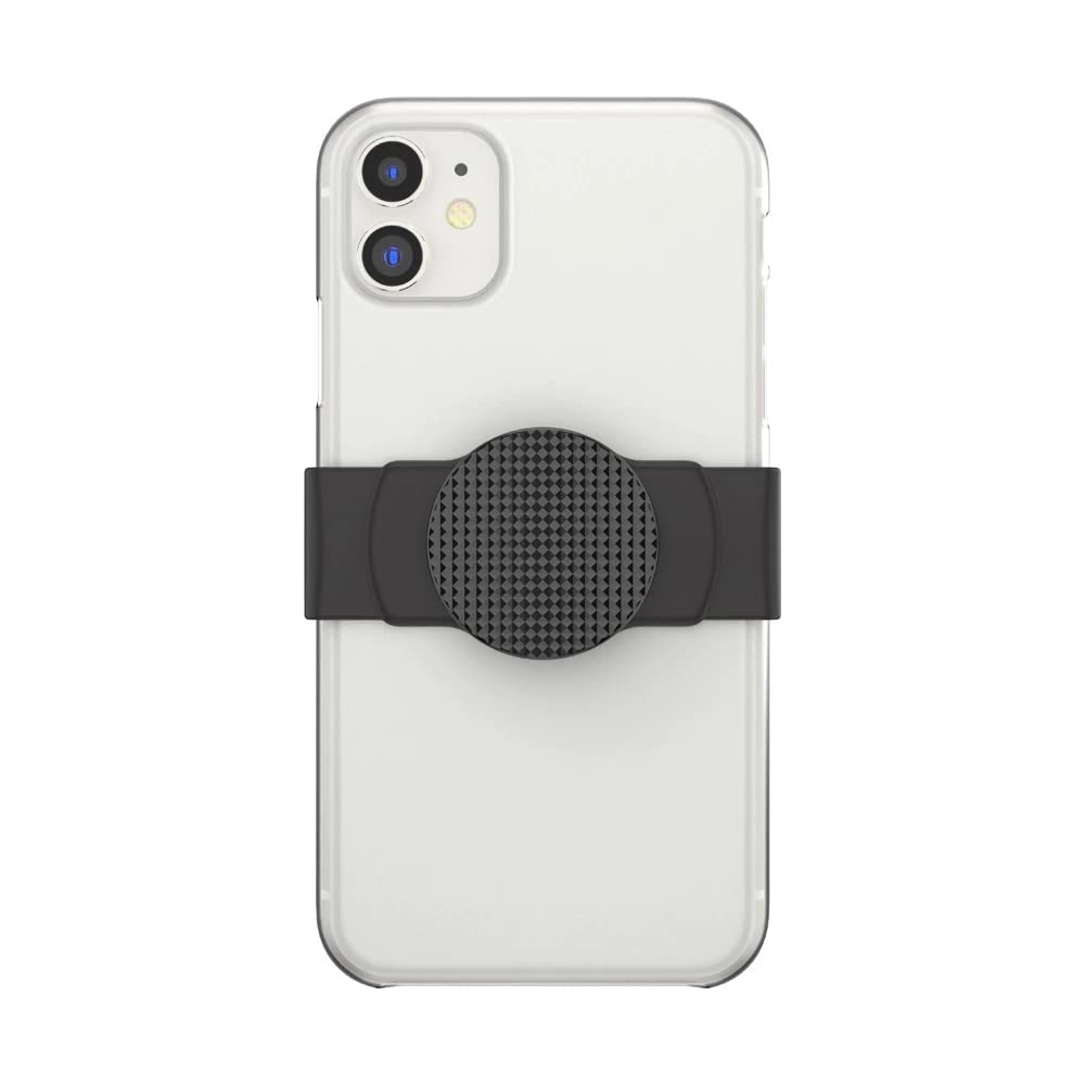 PopSockets Phone Grip Slide for Phones and Cases, Sliding Phone Grip with Expanding Kickstand - Black Knurled Texture