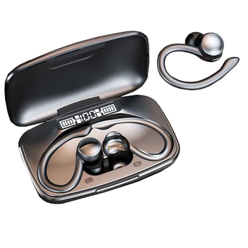 Bitstik Sports Wireless Headphones Bluetooth Earbuds LED Power Display Charging Case Stereo Bass Headset with Earhook Over-Ear Earphones for Workout…