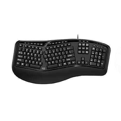 Adesso Ergonomic USB Keyboard, 105-Key US Layout AKB-150UB