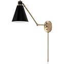 Capital Lighting 650111AB Bradley Modern Metal Cone Articulating Wall Sconce, Plug-in Optional, 1-Light 100 Watt, 26" H x 7" W, Aged Brass and Black