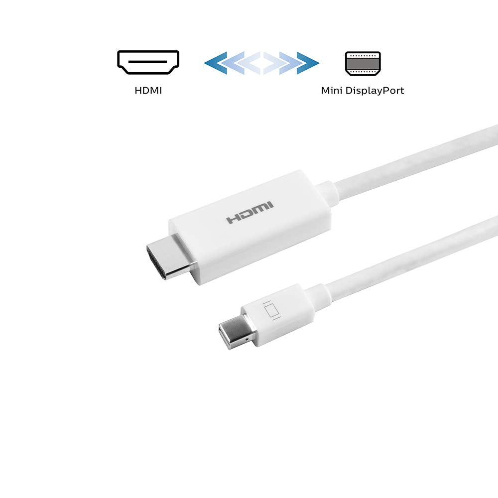Philips Mini DisplayPort to HDMI Cable, 6 Foot Cable, Works with Laptops, Tablets, HDTV, Projectors, Full HD 1080p, 4K Ultra HD @ 30Hz, Mac and PC