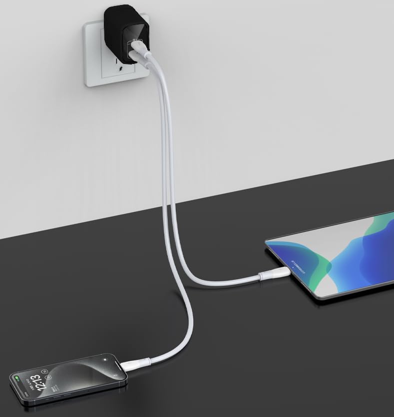 Fast 35W Dual USB-C Plus USB-A Charger - GaN Power Delivery - Fast Compact Power Adapter for Laptops, Smart Phones, Tablets and Thousands of Other