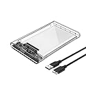 Reletech 2.5 Inch External Hard Drive Enclosure, SATA to USB 3.1 Tool-Free Clear for 2.5 Inch SSD & HDD 9.5mm 7mm External Hard Drive Case SSD Max 2TB
