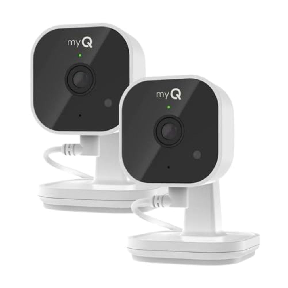 myQ Indoor Plug-in Security Camera Gen 2 - 2K Smart Wi-Fi Camera with Night Vision, Baby and Pet Monitor, Motion Detection and Alerts, 2-Way Audio