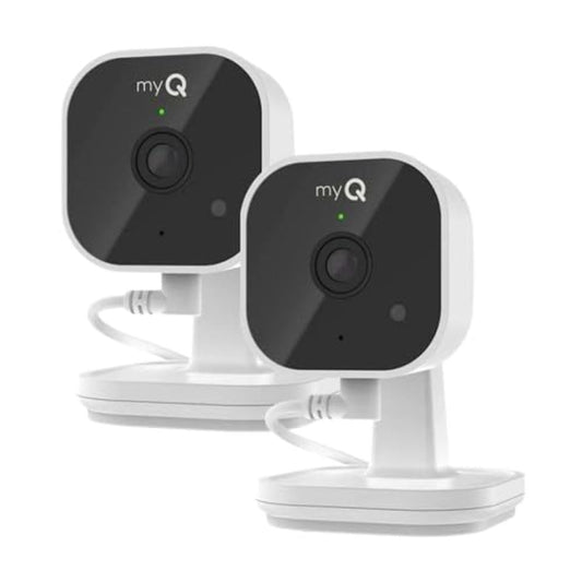 myQ Indoor Plug-in Security Camera Gen 2 - 2K Smart Wi-Fi Camera with Night Vision, Baby and Pet Monitor, Motion Detection and Alerts, 2-Way Audio