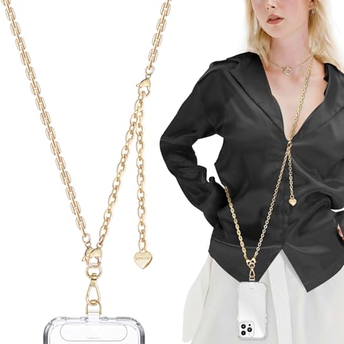 UKON Crossbody Phone Strap, 3 in 1 Phone Lanyard with Metal CellPhone Chain Wristlet Adjustable Crossbody Lanyard Neck Strap For iPhone Case