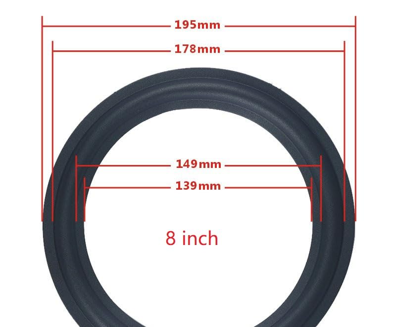 SiyphuNing 2pcs 8inch 8" Rubber Ring Black Speaker Perforated Rubber Foam Edge Surround Rings Repair Kit for Speaker Repair Kit DIY Replacement Parts