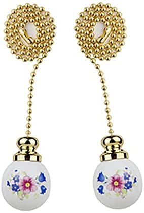 LuoQiuFa Ceiling Fan Pull Chain, 12 Inches Handle Ceramic Zipper Extension Chandelier Ceiling Fan Zipper 2pcs