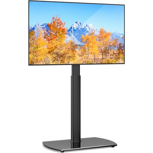 YOMT Universal TV Floor Stand with Mount for 27-70 Inch LCD LED OLED TVs, Swivel Height Adjustable Tall TV Stand, Space Saving Design for Corner Bedroom Living Room, Black