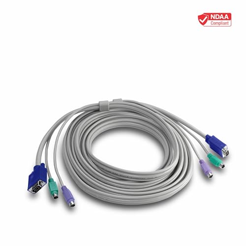 TRENDnet PS2 VGA Combo KVM Male to Male Cable, 15 Feet, Connect with TRENDnet KVM Switches, Keyboard & Mouse: PS/2 Type 6-pin mini Din. Monitor: