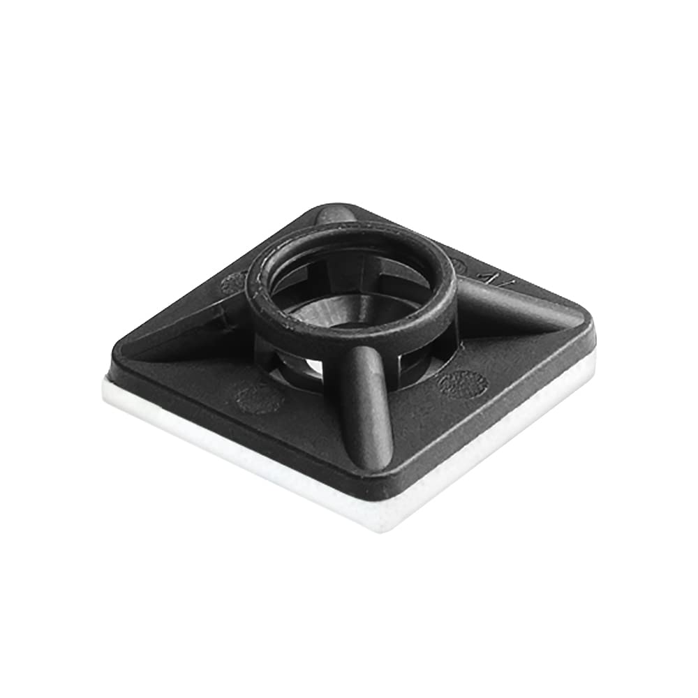 Maxxima 0.75 Inch Zip Tie Mounts - Cord Management Desk Cable Organizer, 3M Tape Self Adhesive Mounting Pad, Cable Tie Anchors, Stick On Table