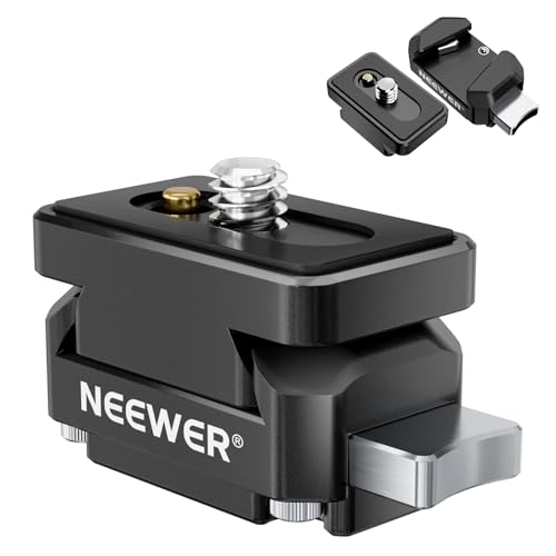 NEEWER Action Camera Quick Release Plate Compatible with Insta 360 x4 x5, Aluminum Tripod Mount QR Adapter Accessories Kit with 1/4" Thread Hole