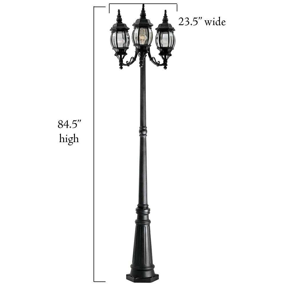 Designers Fountain 3-Light Riviera Outdoor Post Lantern, 84.5 Inch Exterior Lighting Fixture, White, 1923-WH