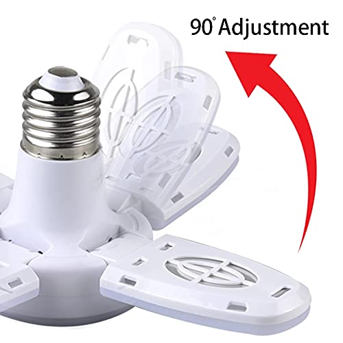 E27 LED Bulb Fan Blade Timing Lamp AC85-265V 28W Foldable Led Light Bulb Lampada for Home Ceiling Light with Remote Controller (Bulb with Controller)