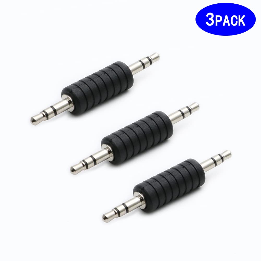 rgzhihuifz 3-Pack 3.5mm Jack to 3.5mm Audio Male Adapter Connectors