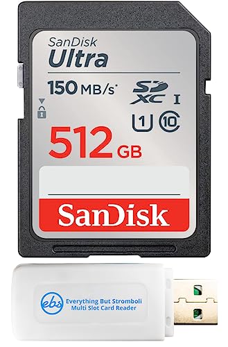 SanDisk 512GB Ultra SDXC UHS-I Memory Card Up to 150MB/s C10 U1 Full HD SD Card (SDSDUNC-512G-GN6IN) Bundle with (1) Everything But Stromboli