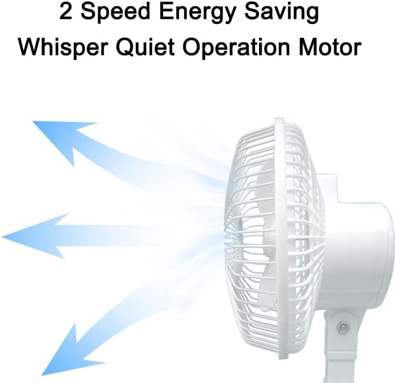 6-Inch Convertible Clip-On Fan for Desk or Table - Quiet Personal Cooling Fan with Adjustable Tilt & Removable Clip Base - Compact White Tabletop
