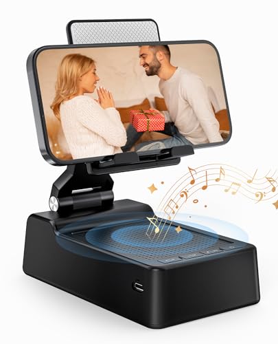 Gifts for Men Women, Phone Stand with Bluetooth Speaker, HD Surround Sound Speaker, Compatible with all iPhone/Android phones iPad Kindle, Cool Gadget
