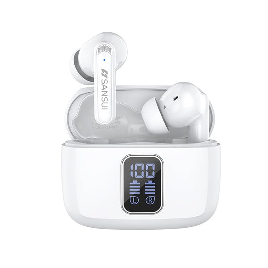 SANSUI W9 True Wireless Earbuds,Active Noise Cancellation,10mm Drivers with Big Bass,Bluetooth 5.4,40H Long Playtime, Low Latency Gaming, LED…