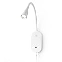 TOPMB Wall Mount Reading Light, Focused Book Light for Reading in Bed, 5 Dimming, USB Output, 4 Hours Auto Off, Touch Control, Flexible Gooseneck