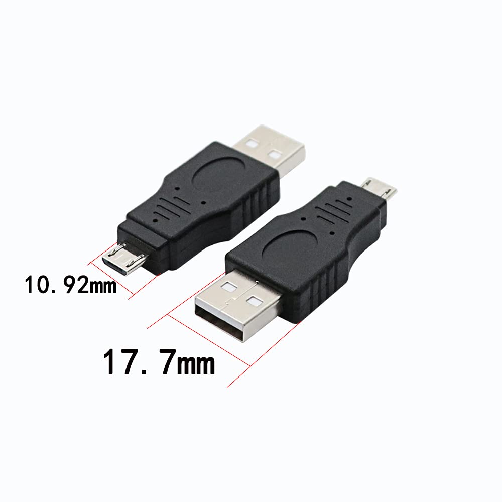 rgzhihuifz USB 2.0 Adapter A Male to Micro Male Black (3 Pack) USB a Male to Micro Male Adaptor