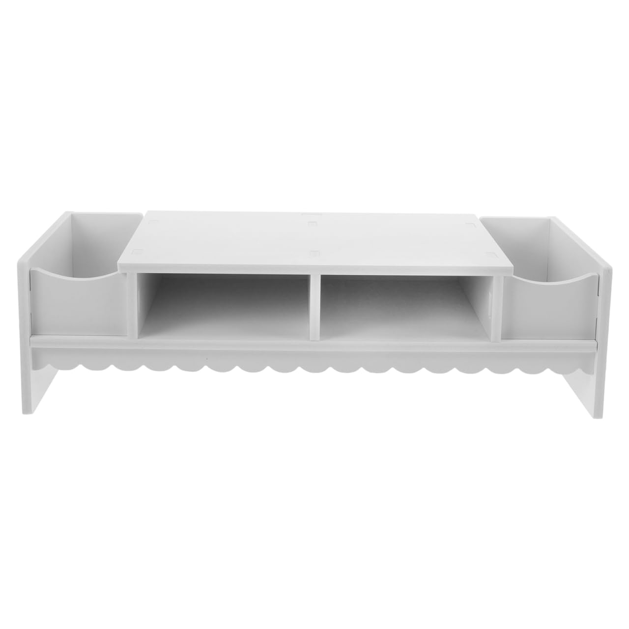 STOBOK Monitor Stand with Drawer Laptop PC Monitor Riser Rack Holder Desk Organizer Tabletop Storage Cabinet Wooden White