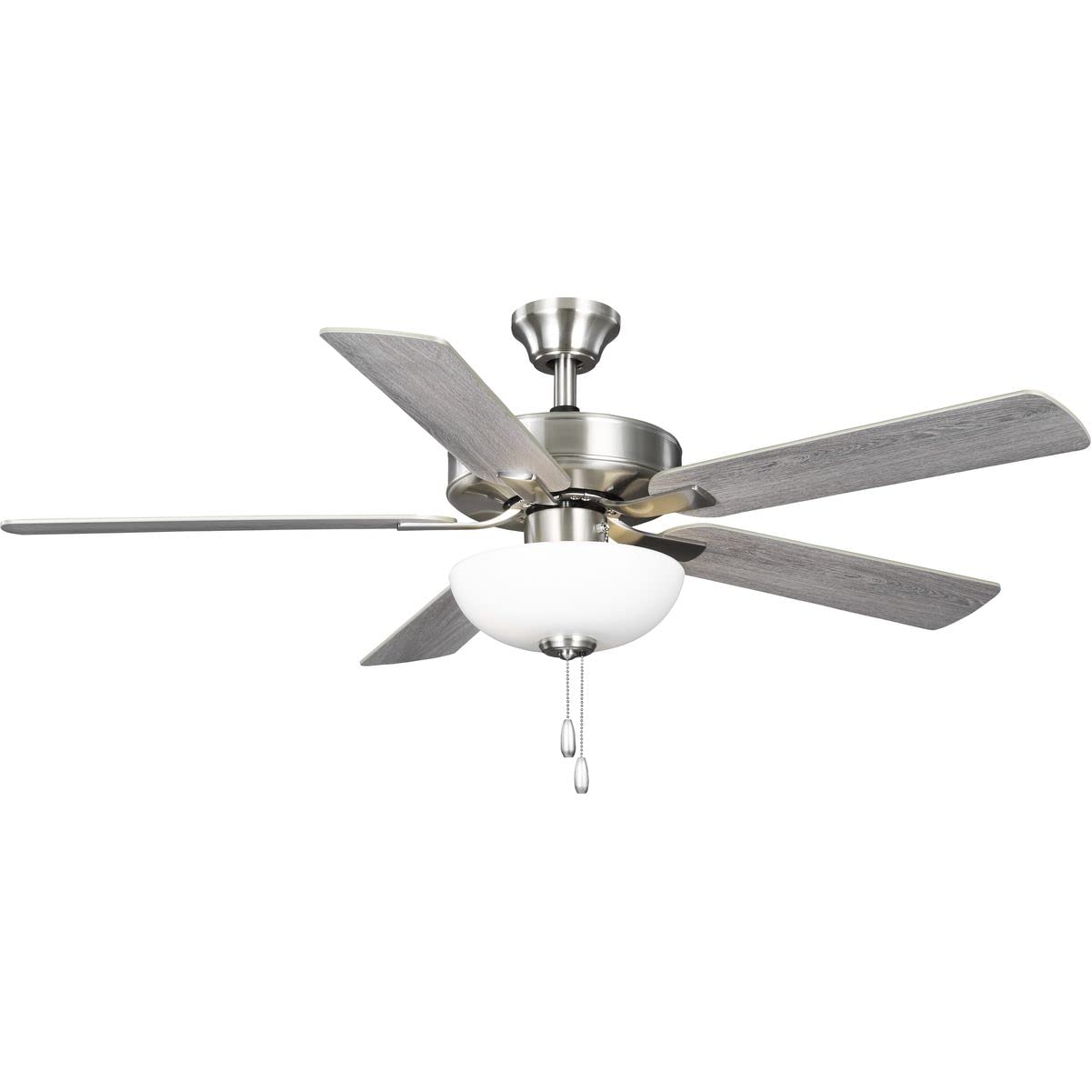 Progress Lighting AirPro 52 in. Brushed Nickel 5-Blade AC Motor Transitional Ceiling Fan with Light