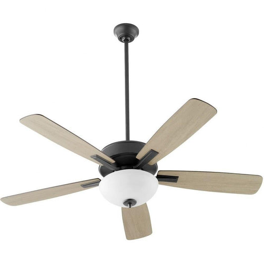 Bailey Street Home Milky Whey 5 Blade Ceiling Fan with Light Kit in Transitional Style-17.25 inches Tall and 52 inches Wide-Matte Black Finish-Matte