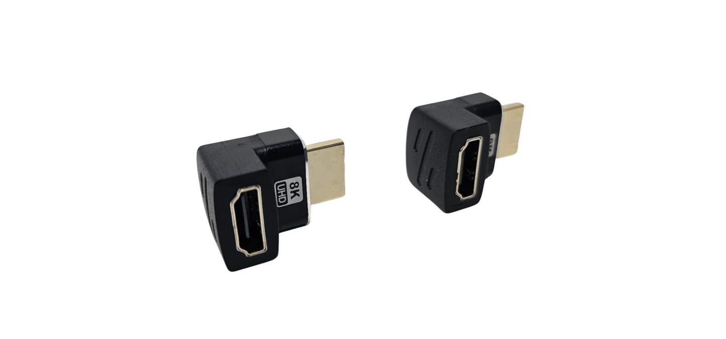 YCS basics 2 Pack HDMI Male to HDMI Female 90-Degree Angle Adapter UHD 8K