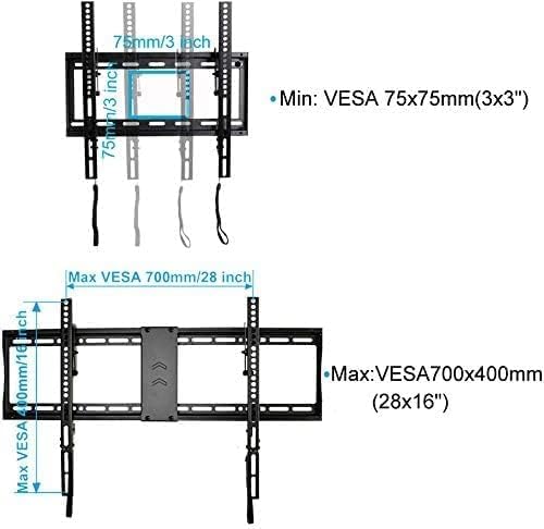 VideoSecu Tilt TV Wall Mount for Most 32"-75" Sony, Vizio, LG, Sharp, Panasonic LCD LED Plasma 3D HDTV Flat Panel Screen 4K TV Bracket, with HDMI