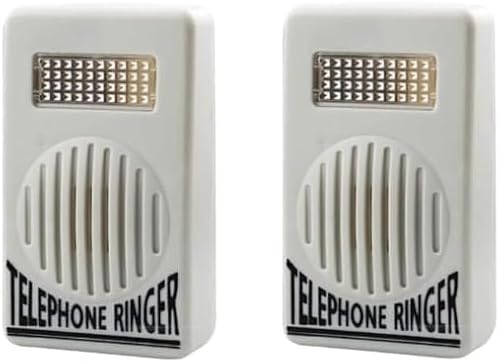 2Pcs White Telephone Ringer Amplifier Bell Extra-Loud Telephone/Phone Ringer Use Safety Small in Size and Light in Weight,Landline Phones,Telephones