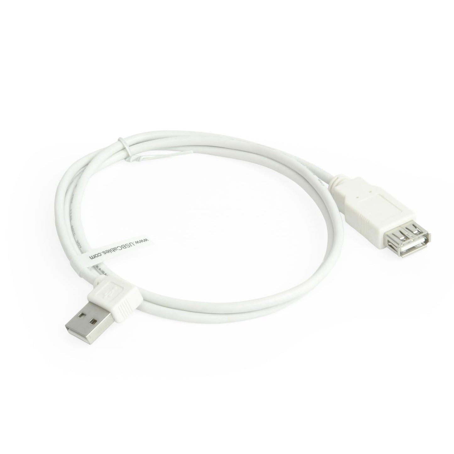USBGear USB 2.0 Right Angle Extension Cable - Type-A Male Right Angle to A Female - 3ft - White - Fits Tight Spaces to Extend Close Connections