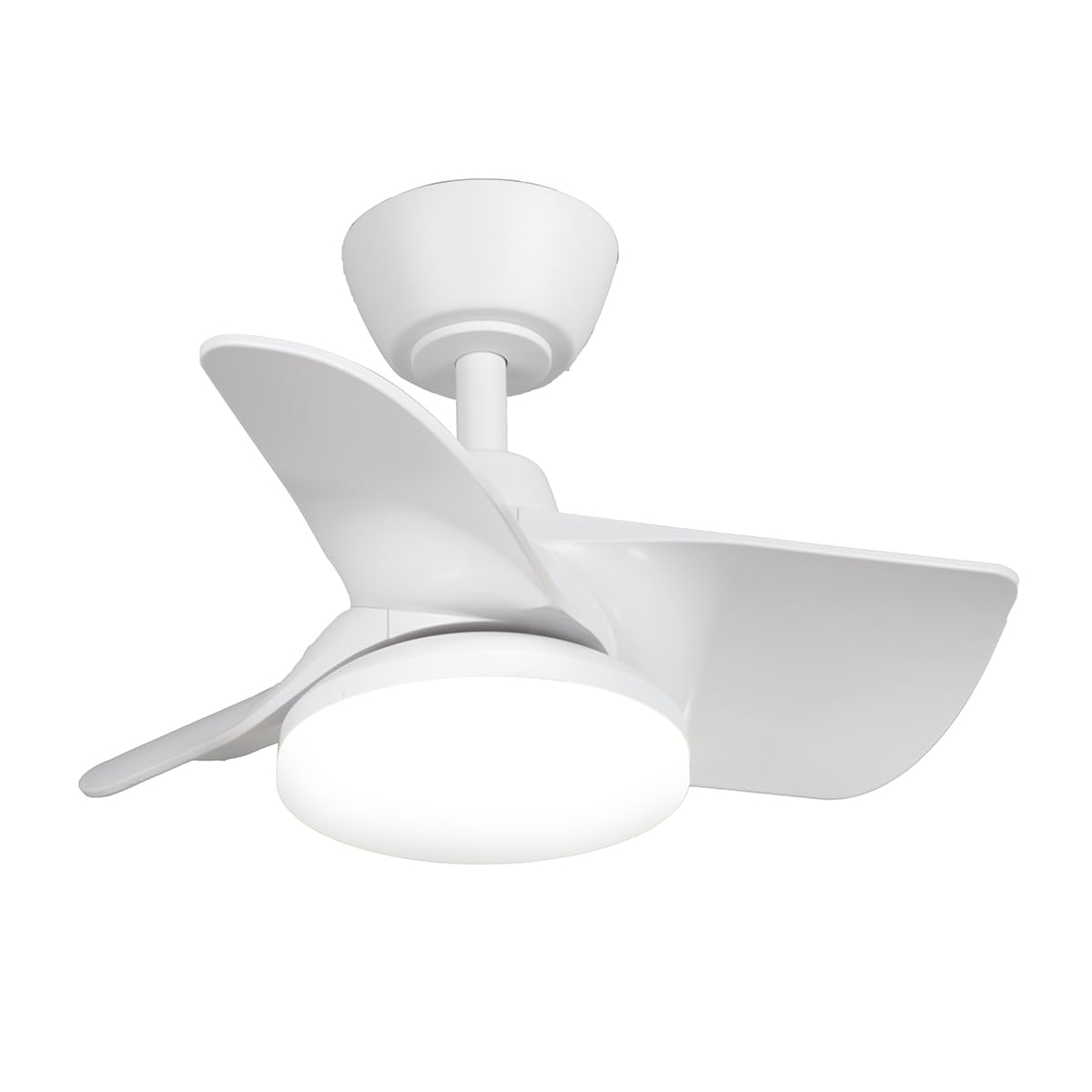 kathy ireland HOME 22" Plumier Ceiling Fan, Indoor Small Room Fan with Downrod, Compact Modern Design, Matte White (KICF58320)
