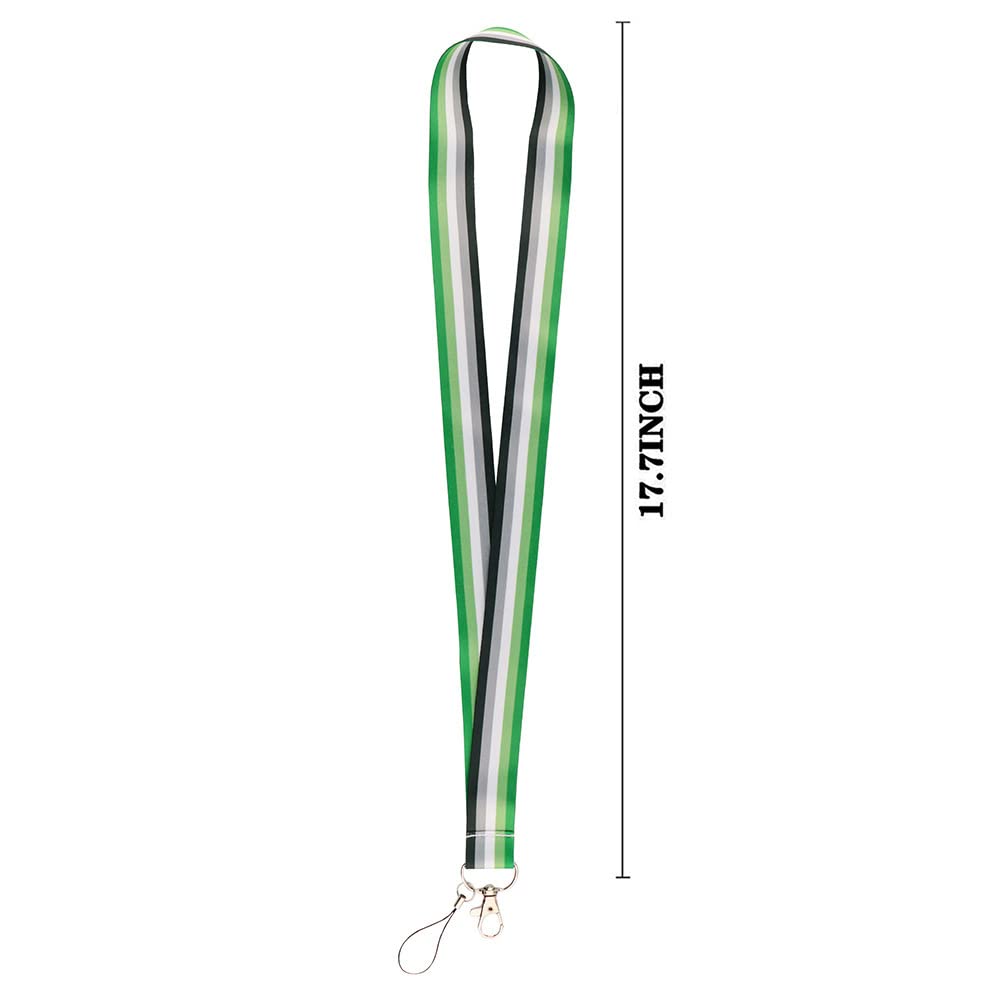 Pinstant Aromantic Asexual LGBTQ Pride Flag Gay Lesbian 17.7" Neck Lanyard Keychain Holder ID Badge Mobile Phone Pin Strap
