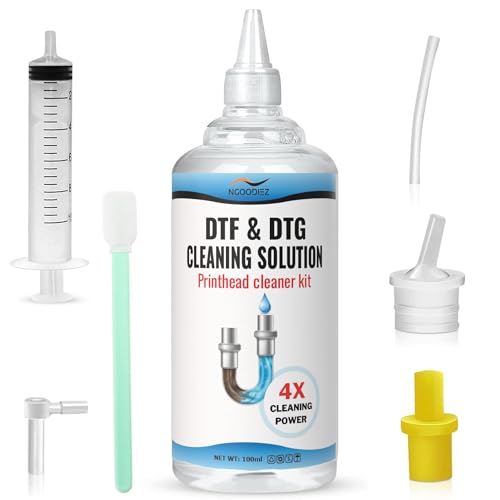 NGOODIEZ DTF Cleaning Solution Kit for Epson ET-8550 L1800 XP-15000 | DTF DTG Printer Head Cleaner Dissolves White Ink Clogs | Restores Print Quality