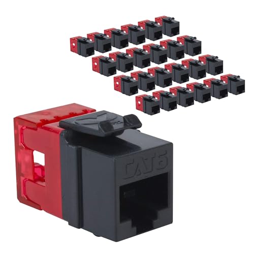 ICC CAT6 Keystone Jack with Slim Profile 180 Degree Punch Down, RJ45 UL Listed PoE++ TAA Compliant for Wall Plate or Patch Panel, Works with JackEasy