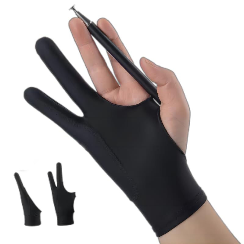 Bepphil Painting Finger Graphic Drawing Gloves, 1 sets includes 1 single finger glove and 1 double finger glove for Tablet Pad Monitor Paintin Winter