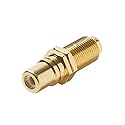 Single F Female to RCA Female Coupler White Band Gold Plate Adapter Connector Insert Wall Plate Coaxial to RCA Female Plug Jack 1 Component Connector