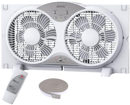 shinic 9" Window Fan Low-Noise Reversible Remote Control 3-Speed, ETL