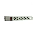 10 feet Surge Protector, Flat Rotating Plug, 6 Outlet, Gray Horizontal Outlets, Plastic, 10ft Power Cord, Surge Protector Multi Plug, CableWholesale