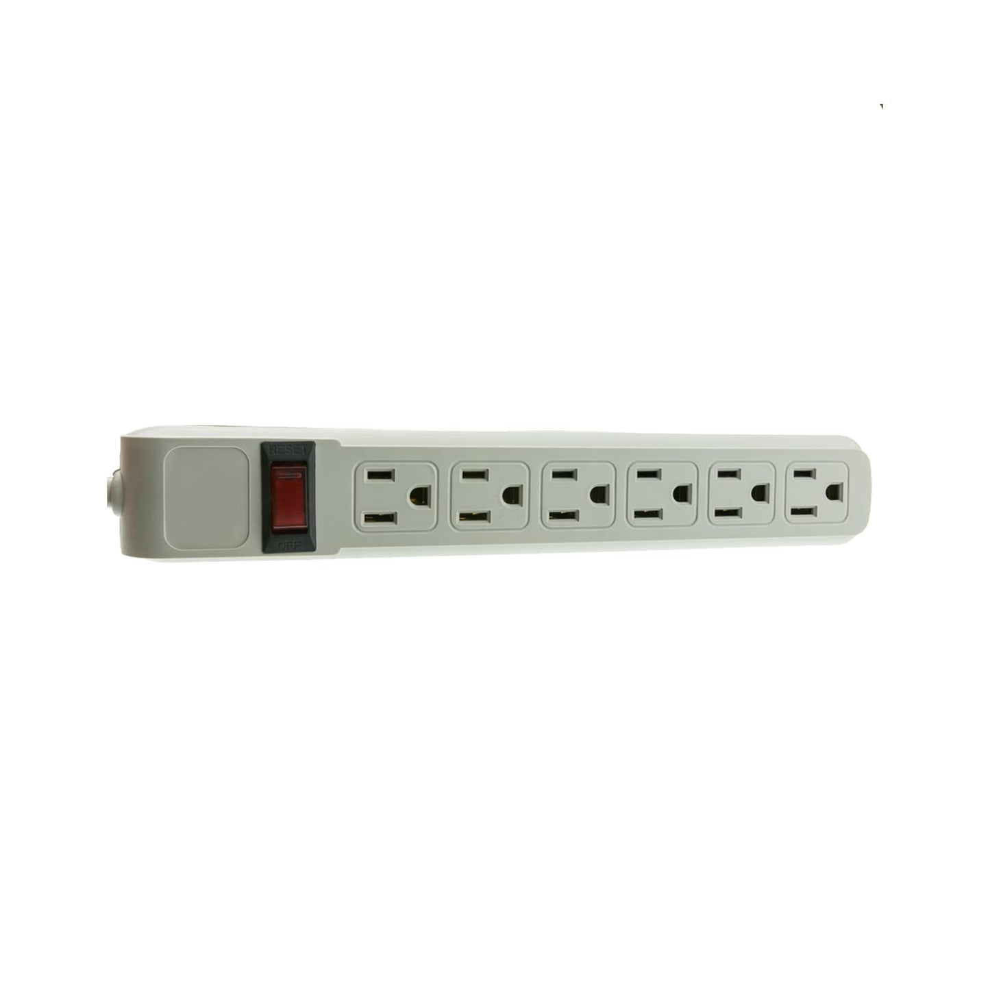 10 feet Surge Protector, Flat Rotating Plug, 6 Outlet, Gray Horizontal Outlets, Plastic, 10ft Power Cord, Surge Protector Multi Plug, CableWholesale