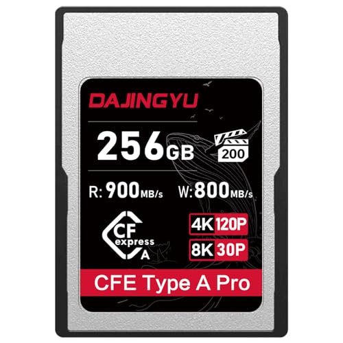 DAJINGYU Professional 256GB CFexpress Type A Memory Card, Up to 900MB/s Read Speed & 800MB/s Write Speed for 4K 120P 8K 30P Recording Video/Photo
