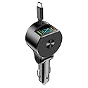 Alanph 75W 3-in-1 Car Charger Adapter with Voltage Detection, Super Fast Charging with Cable PD30W Retractable Cable for iPhone/Samsung/Android/iPad