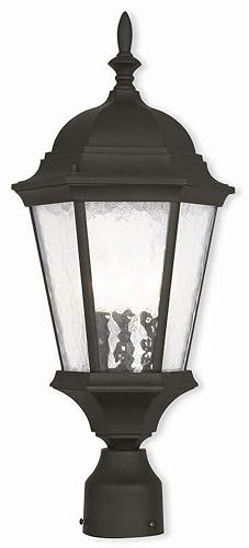 Livex Lighting 75468-14 Textured Black Post Mount with Clear Water Glass